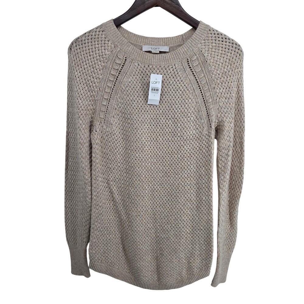 NWT Loft Basket Weave Sweater Oatmeal Size Small